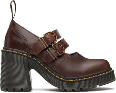 Dr. Martens' Brown Eviee Leather Mary Jane Heels