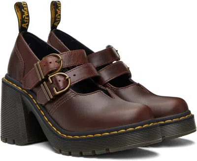 Dr. Martens' Brown Eviee Leather Mary Jane Heels