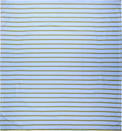 Dusen Dusen Blue & Khaki Cornflower Stripe Duvet Set, Full/queen