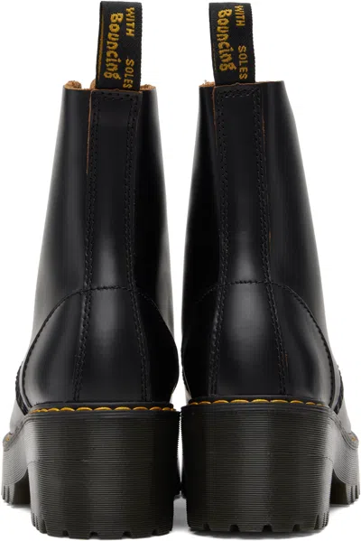 Dr. Martens Black Leona Vintage Smooth Leather Heeled Boots In Black