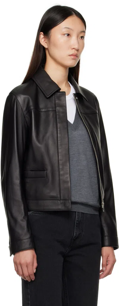 Loulou De Saison Black Ascot Leather Jacket In Black