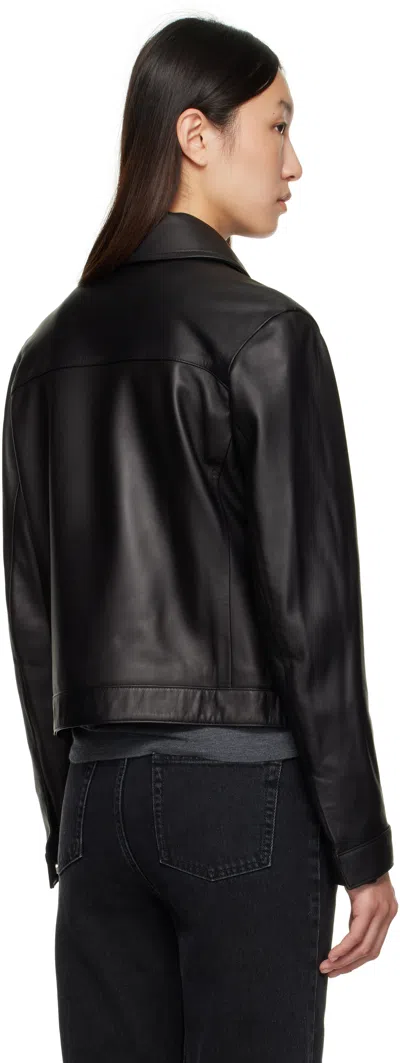 Loulou De Saison Black Ascot Leather Jacket In Black