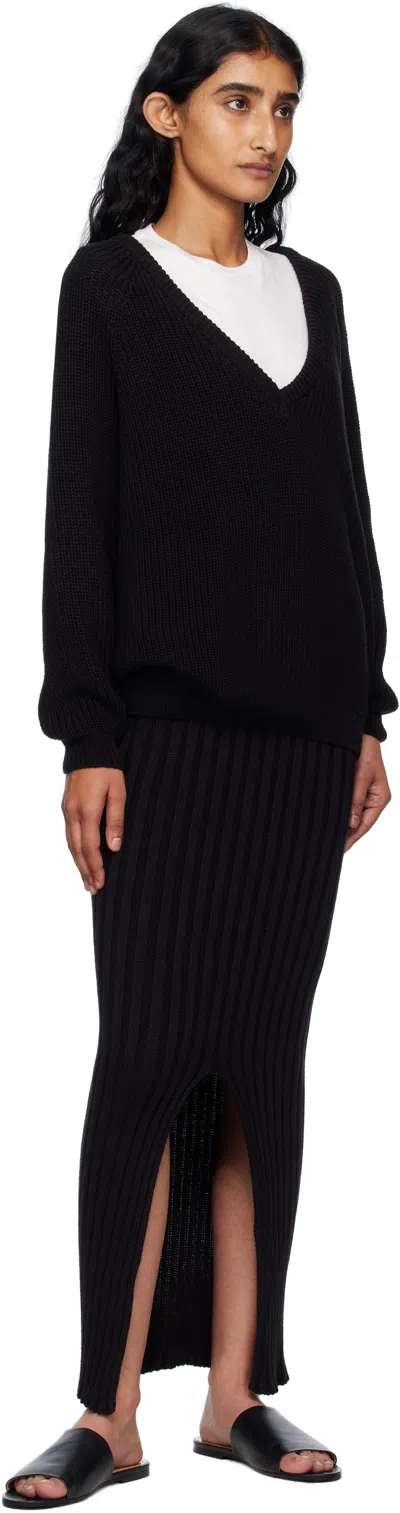Baserange Black Macau Midi Skirt In Black