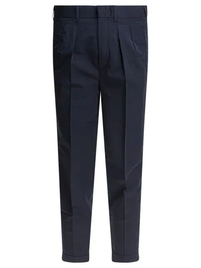Tom Ford Poplin Trousers With Double Darts In Blue