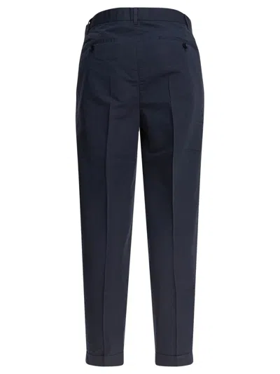Tom Ford Poplin Trousers With Double Darts In Blue