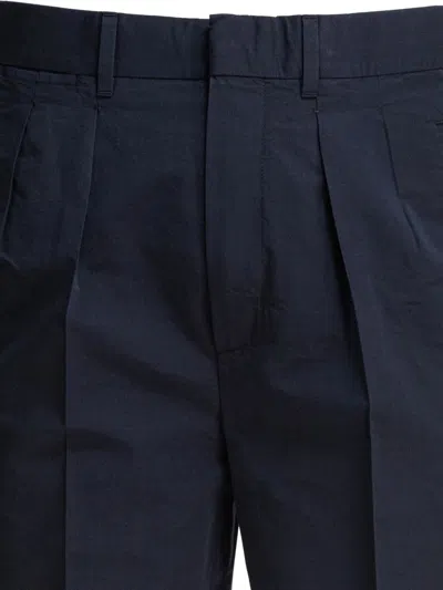 Tom Ford Poplin Trousers With Double Darts In Blue