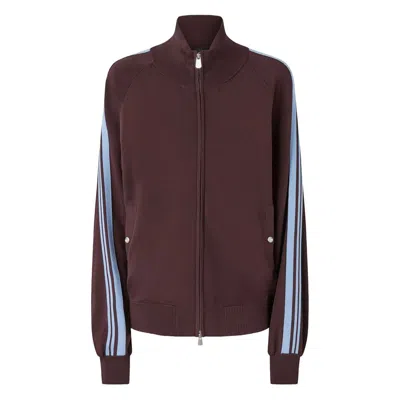 Pinko Burgundy Zip-up Jacket With Light Blue Stripes