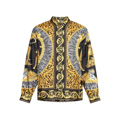 Versace Animal Print Shirt With Gold Accents In Multi