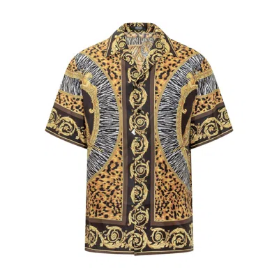 Versace Leopard Printed Short-sleeved Shirt