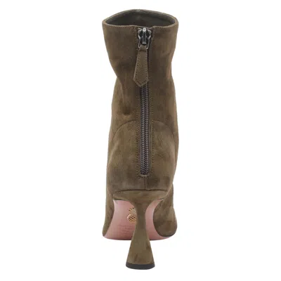 Aquazzura Amore Green Ankle Boots With Zip Closure And High Sculpted Heel In Suede Woman In Green