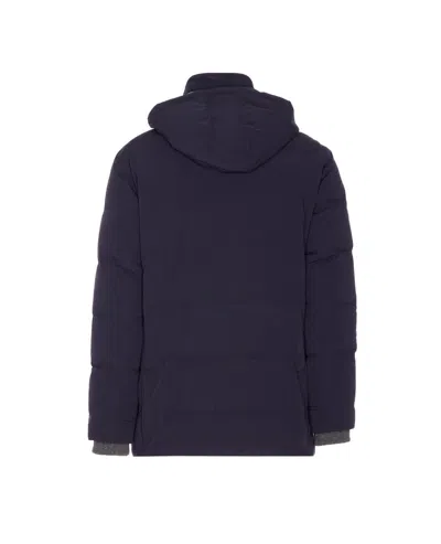 Brunello Cucinelli Men Knit Insert Down Jacket In Black