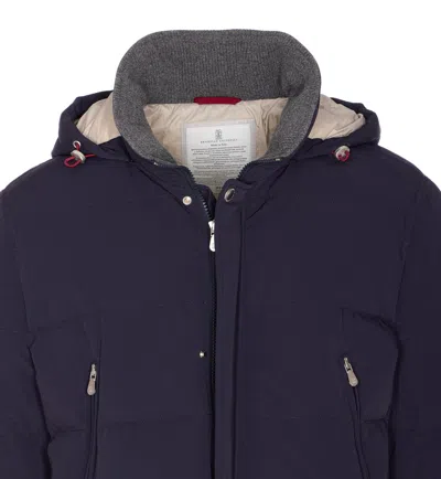 Brunello Cucinelli Men Knit Insert Down Jacket In Black