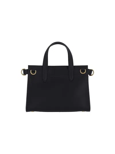 Burberry Mini Cotswold Grained Leather Top Handle Bag In Black