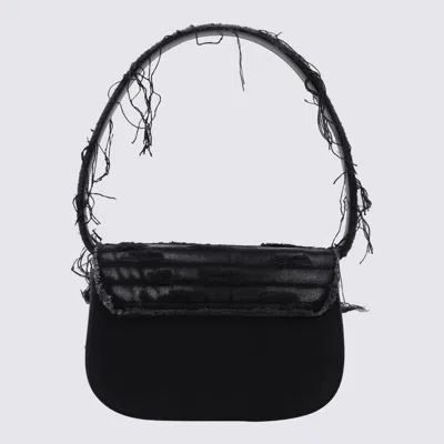 Diesel 1dr Crystal-embellished Frayed Shoulder Bag In Black