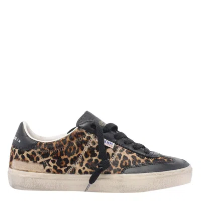Golden Goose Soul Star Sneakers In Leopard-print Pony Skin With Black Nappa Leather Heel Tab And Ins In Multi