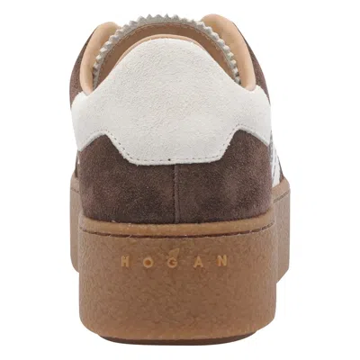 Hogan Chocolate Brown Suede Platform Sneakers With Lace-up Closure And H Logo Detail In Brown