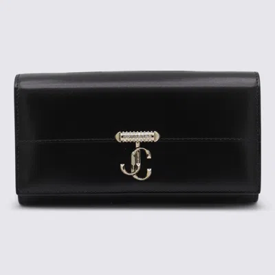 Jimmy Choo Avenue Leather Chain Wallet In Black