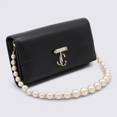 Jimmy Choo Avenue Leather Chain Wallet In Black