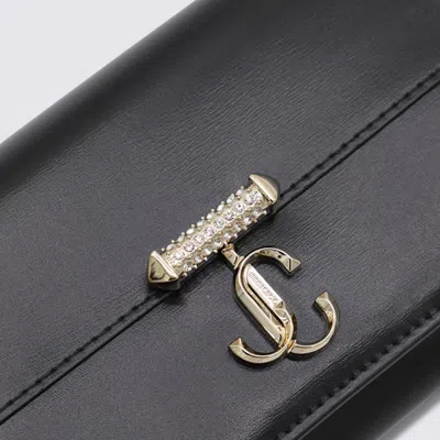 Jimmy Choo Avenue Leather Chain Wallet In Black