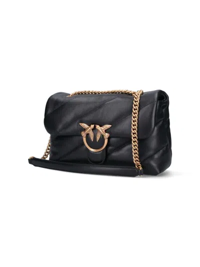 Pinko Baby Love Puff Maxi Quilt Leather Crossbody Bag In Black