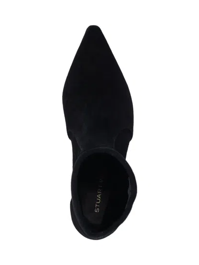 Stuart Weitzman Naomi Stretch Suede Ankle Booties In Black