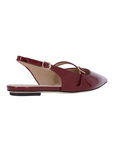 Stuart Weitzman 'emilia' Bordeaux Slingback Sandals With Adjustable Strap Closure