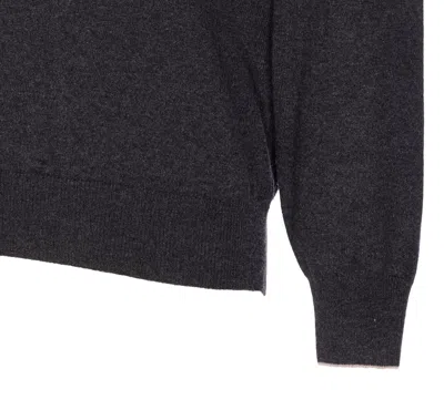 Brunello Cucinelli Half Zip Cashmere Sweater In Gray