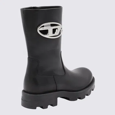 Diesel D-hammer-biker Boots In Shiny Leather In Black