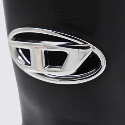 Diesel D-hammer-biker Boots In Shiny Leather In Black