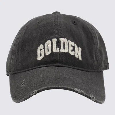 Golden Goose Starry Distressed Baseball Cap With Rigid Visor In Black