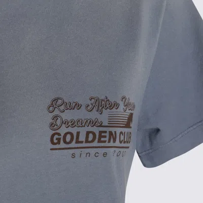 Golden Goose Faded Blue T-shirt With Print On The Chest Women In Blue