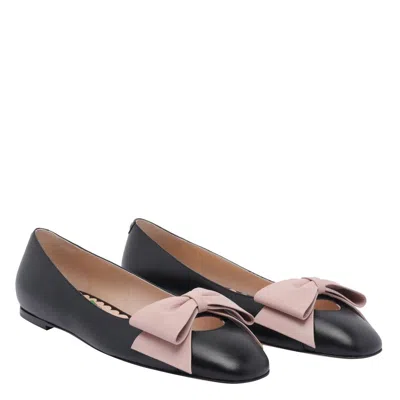 Valentino Round Toe Ballerina Shoes With Bow Detail