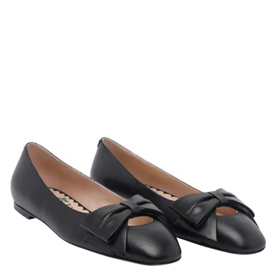 Valentino Leather Ballerinas With Iconic Bow Detail In Black