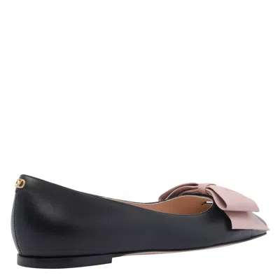 Valentino Round Toe Ballerina Shoes With Bow Detail