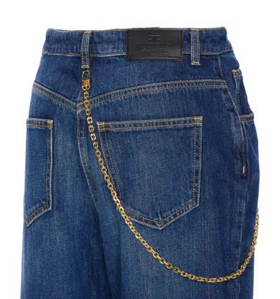 Elisabetta Franchi Jeans Con Catena Gioiello Blu In Blue