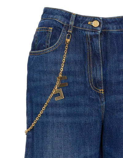 Elisabetta Franchi Jeans Con Catena Gioiello Blu In Blue