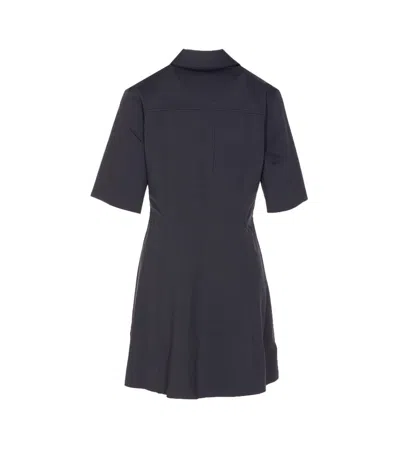 Ganni Mini Dress With Scalloped Buttons In Blue