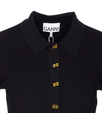 Ganni Flared Dress In Black