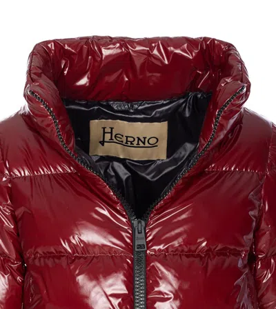 Herno Zipped Hooded Down Jacket In Red