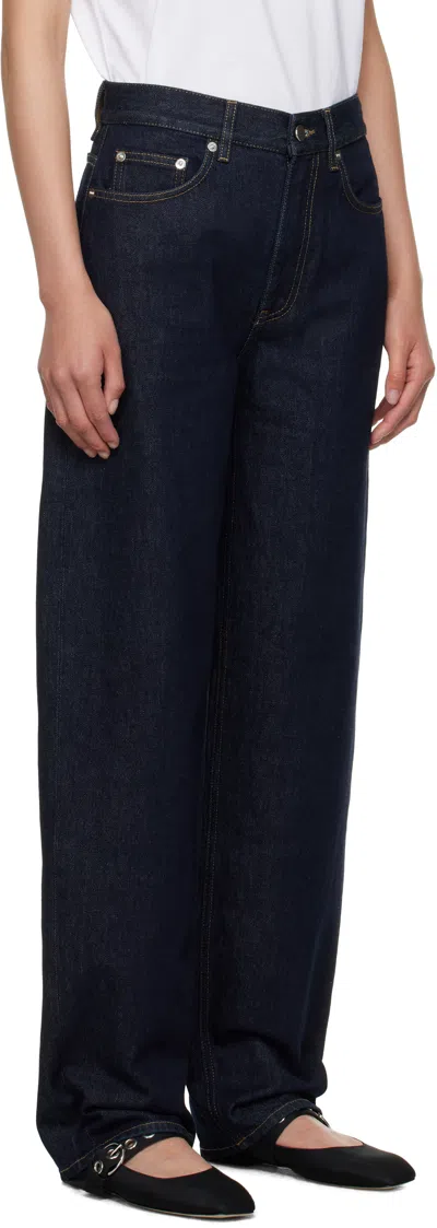 Loulou De Saison Navy Samur Straight-leg Jeans In Black