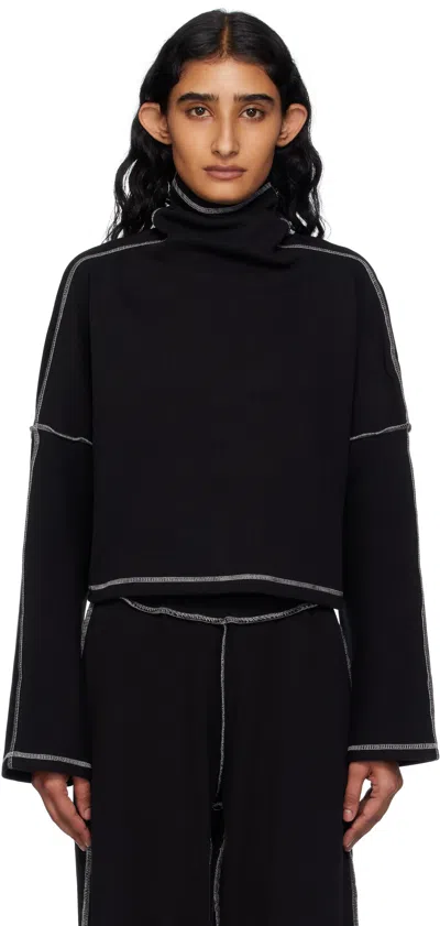 Baserange Camer Contrast-stitch Turtleneck Top In Black