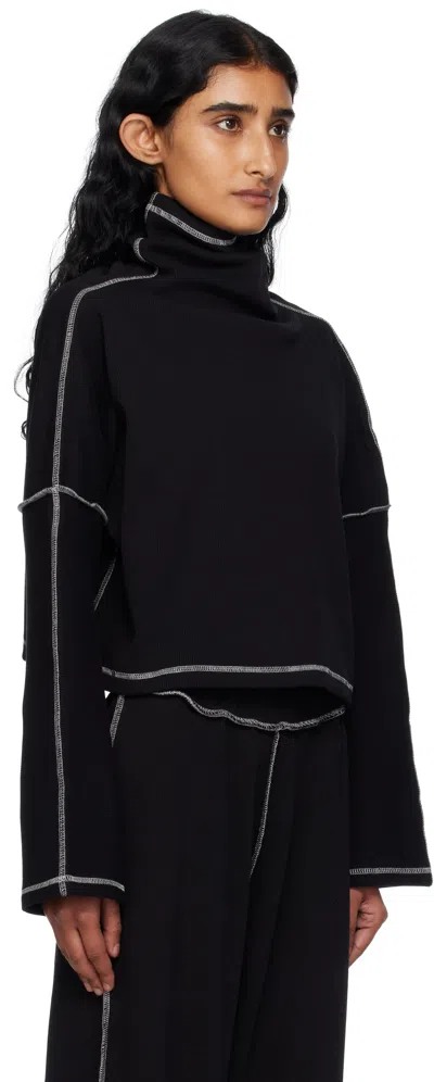 Baserange Camer Contrast-stitch Turtleneck Top In Black