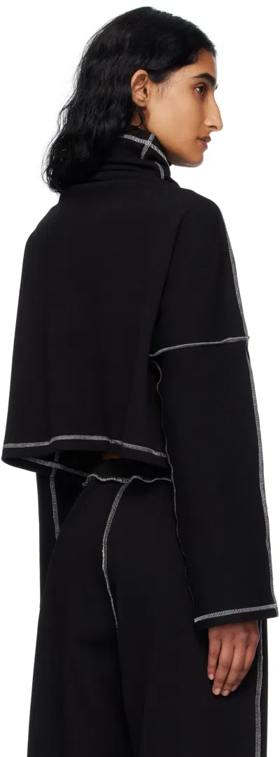 Baserange Camer Contrast-stitch Turtleneck Top In Black