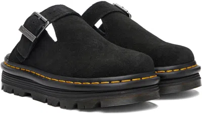 Dr. Martens' Black Zebzag Suede Casual Slingback Platform Mules
