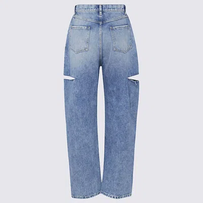 Maison Margiela Womens Blue Icons Cut-out Straight-leg High-rise Jeans In Blue