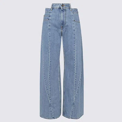 Maison Margiela High-waisted Cut-out Jeans With Wide Leg Silhouette In Blue