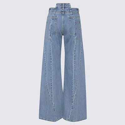 Maison Margiela High-waisted Cut-out Jeans With Wide Leg Silhouette In Blue
