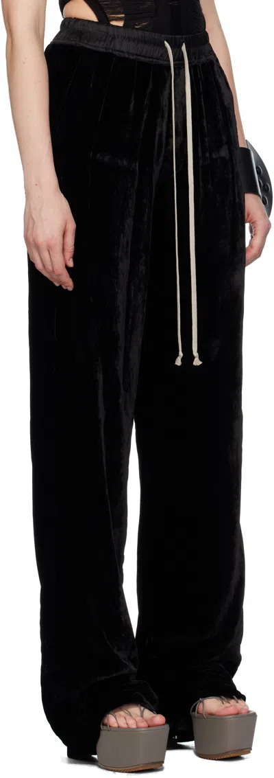 Rick Owens Black Concordians Dietrich Drawstring Trousers In Black