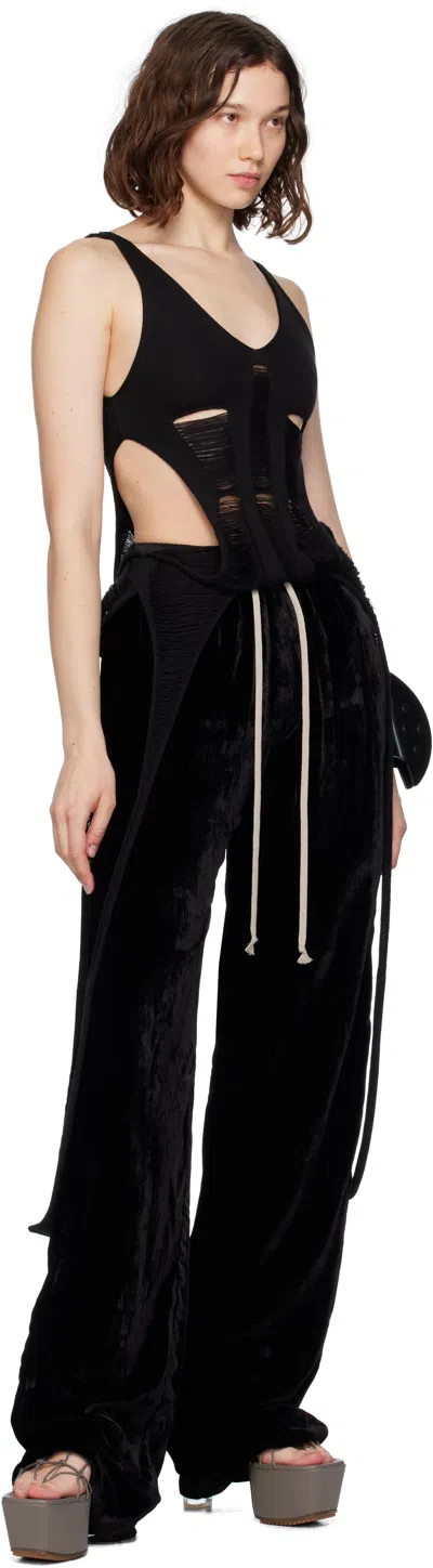 Rick Owens Black Concordians Dietrich Drawstring Trousers In Black