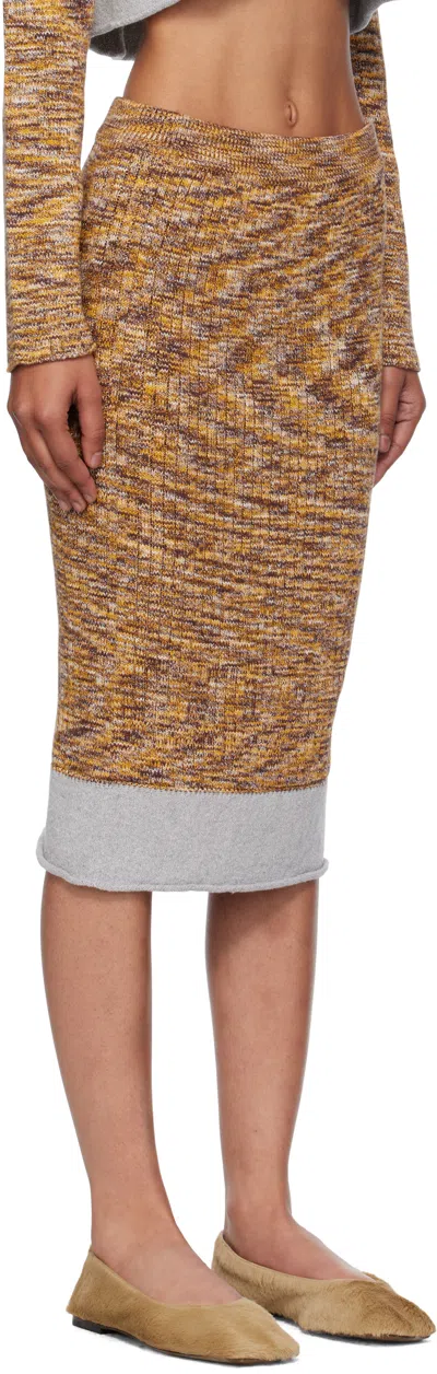 Baserange Multicolor Waste Midi Skirt In Brown